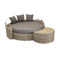 Outdoor Aluminum PE Round Rattan Folded Daybed